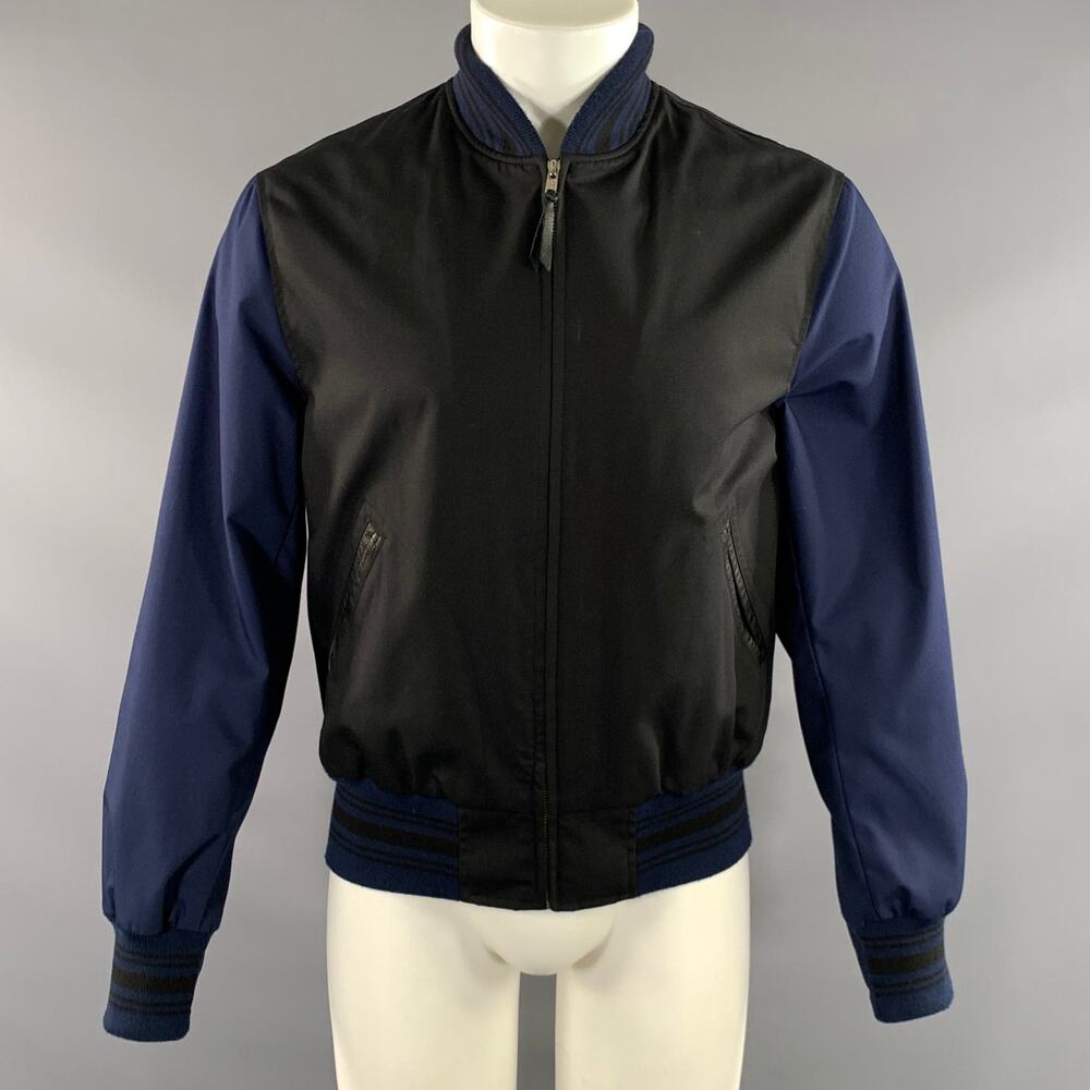 GOLDEN BEAR Size M Black Navy Color Block Cotton polyester Bomber Jacket